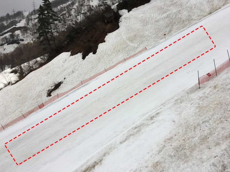 奥只見スキー場の八崎ゲレンデのアイスバーン
